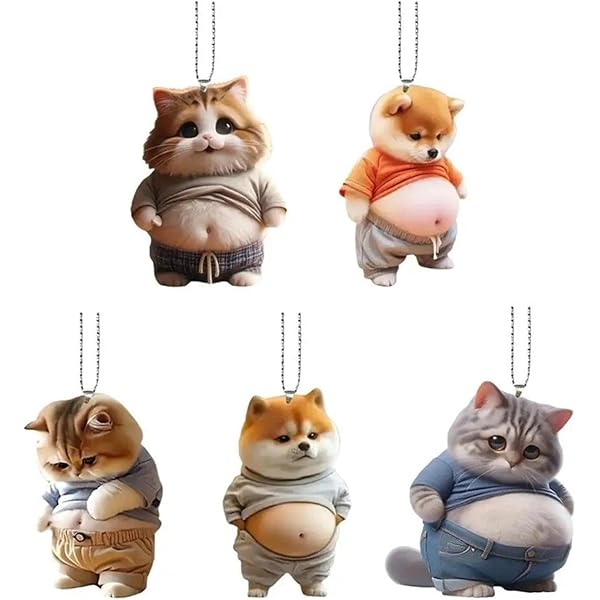 Amazon.co.jp: [Xinchuang] デブ 犬 猫 マスコット キーホルダー